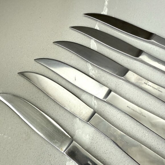 Gense Set Of 6 Facette Steak Knives And Holder Stainless Steel Sweden 8” Vintage - Picture 3 of 7